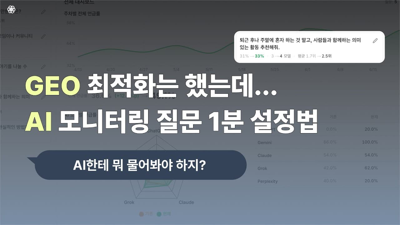 GEO 최적화 다음 단계 | AI 모니터링 질문 1분 설정법